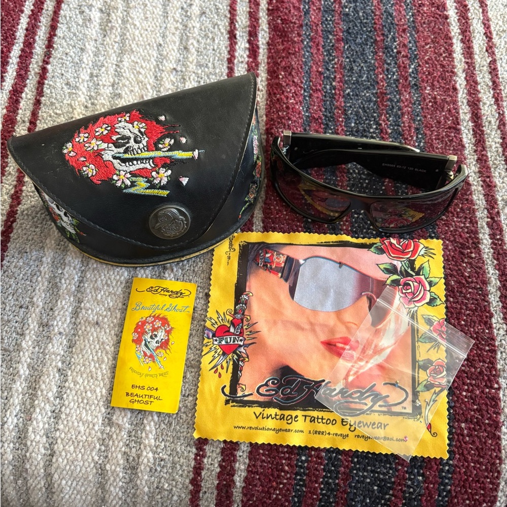 Ed Hardy “Beautiful Ghost” rhinestone sunglasses EHS004 - Black Tattoo Embelish